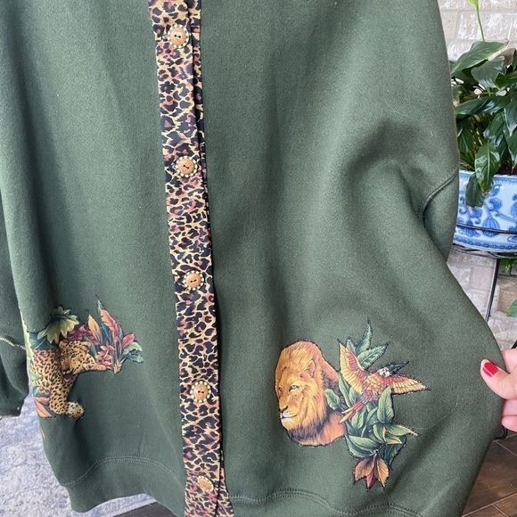 Fleece Vintage rare army green button down jacketSz is oversized XL UKN brand - Picture 14 of 14